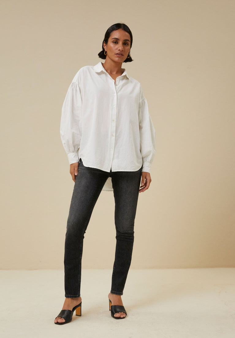 sarah poplin blouse | white