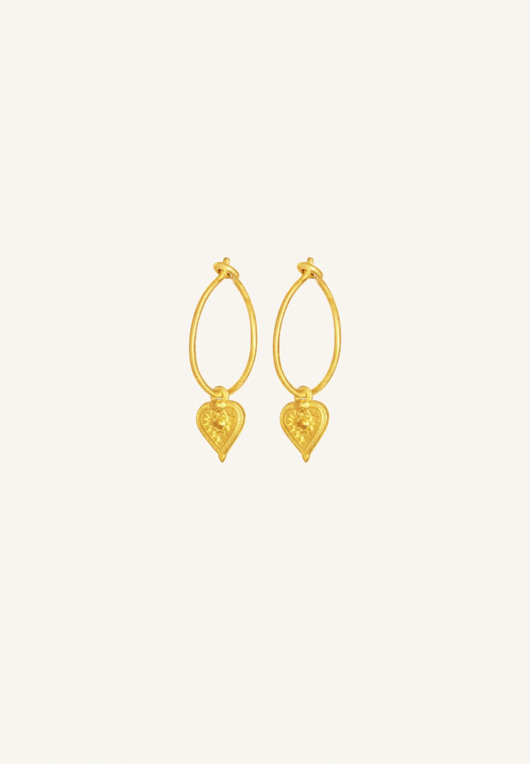 PD heart round earring | gold