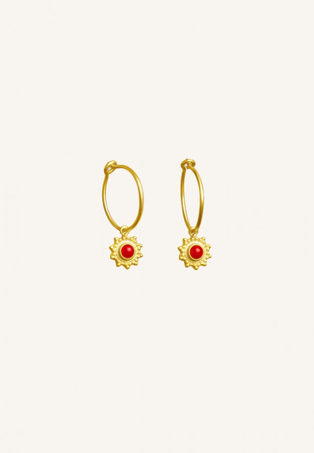 PD fleur hoop earring | red