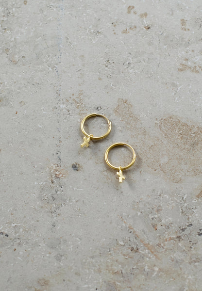 PD cross round earring | gold