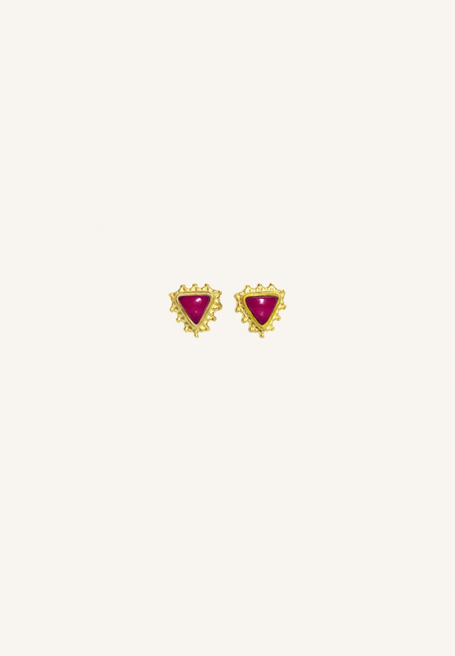 PD triangle stud earring | ruby