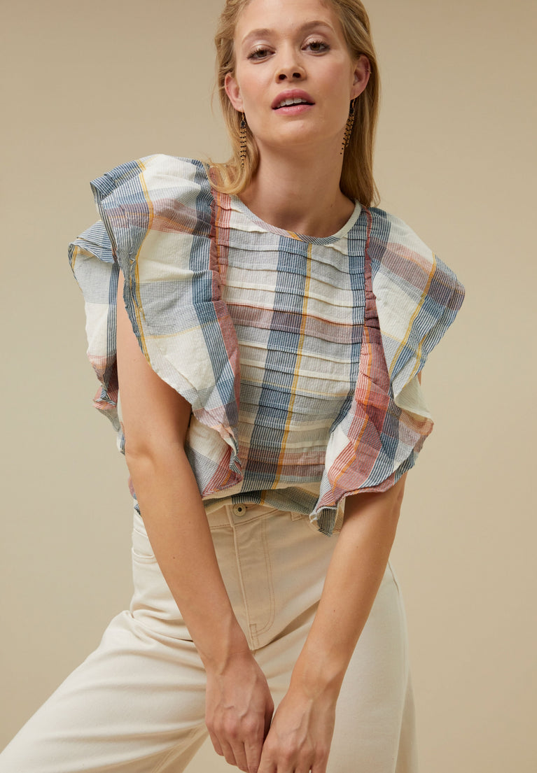 selby check blouse | red check