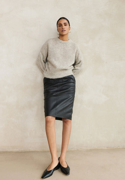 basic leather skirt | black