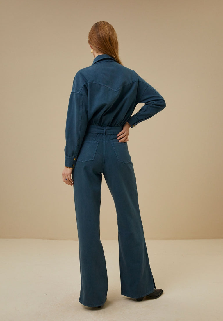 mae twill suit | blue dust