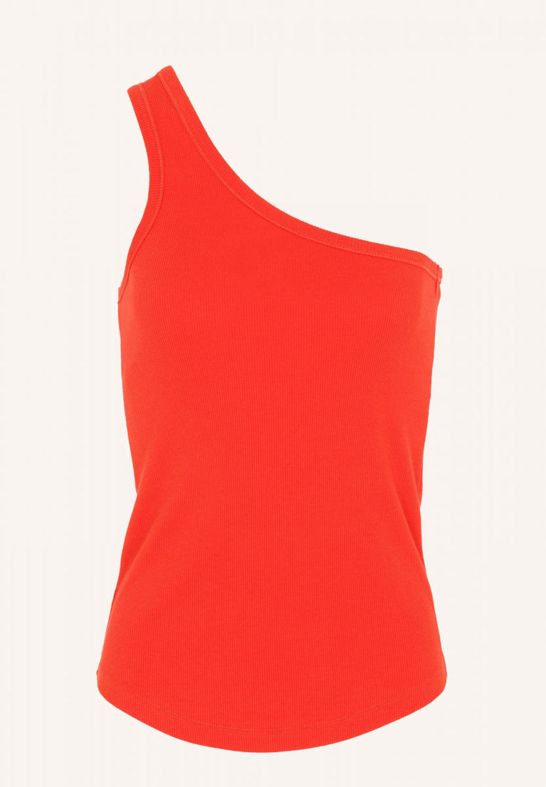 charly one shoulder top | poppy-red