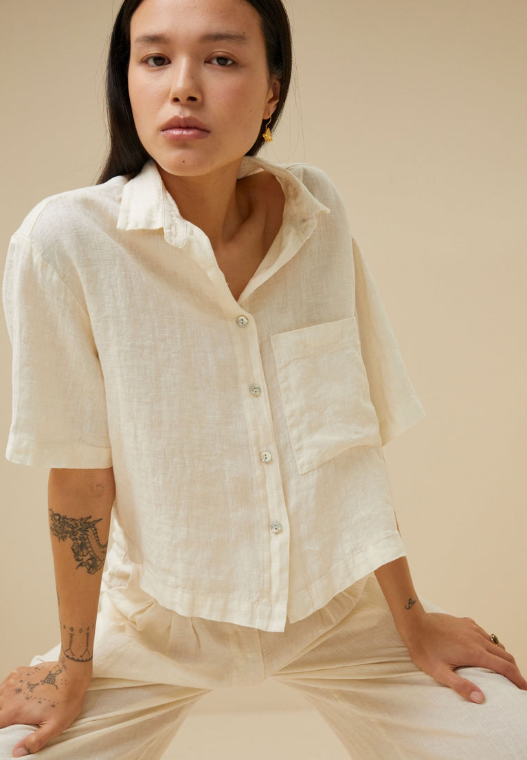 cris linen blouse | cream