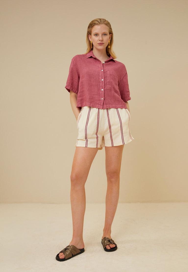 cris linen blouse | raspberry