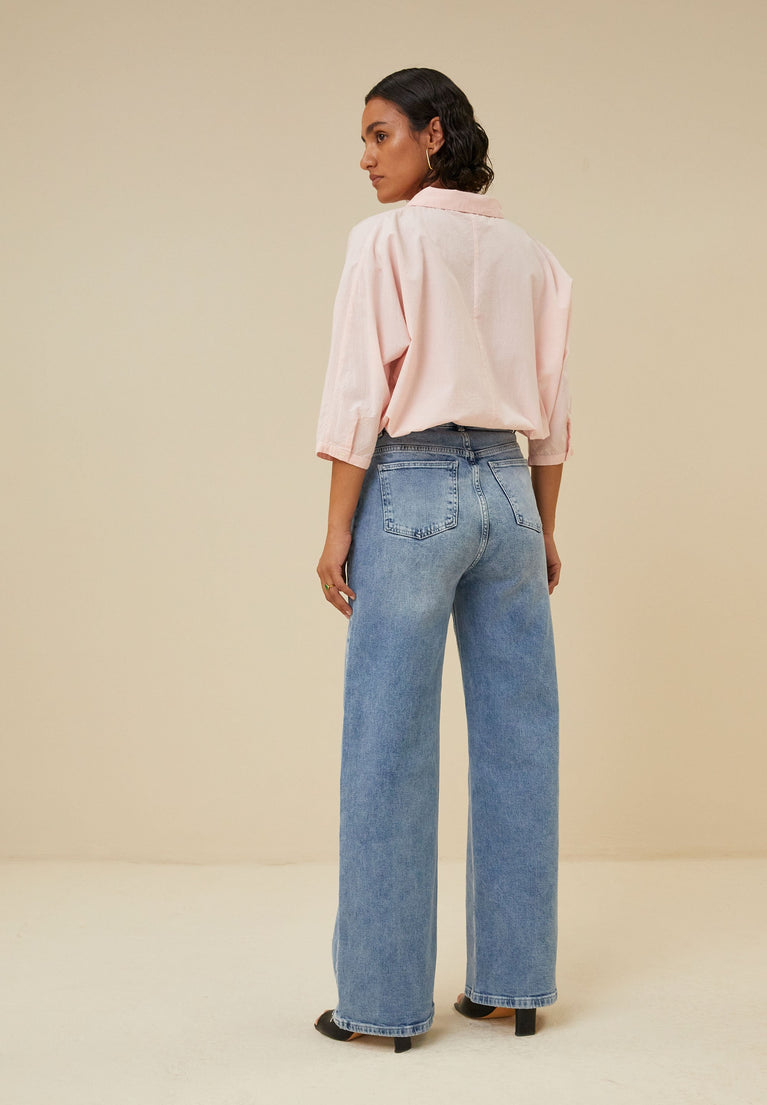 norel chambray blouse | light pink