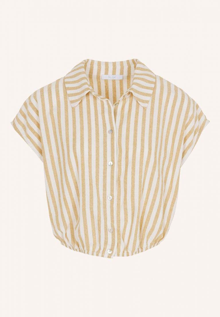 bieke linen stripe blouse | ochre