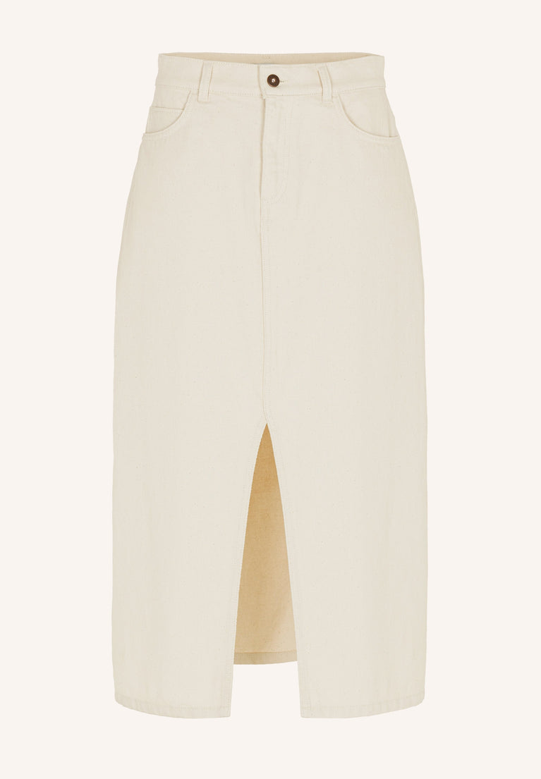 elba twill skirt | raw white