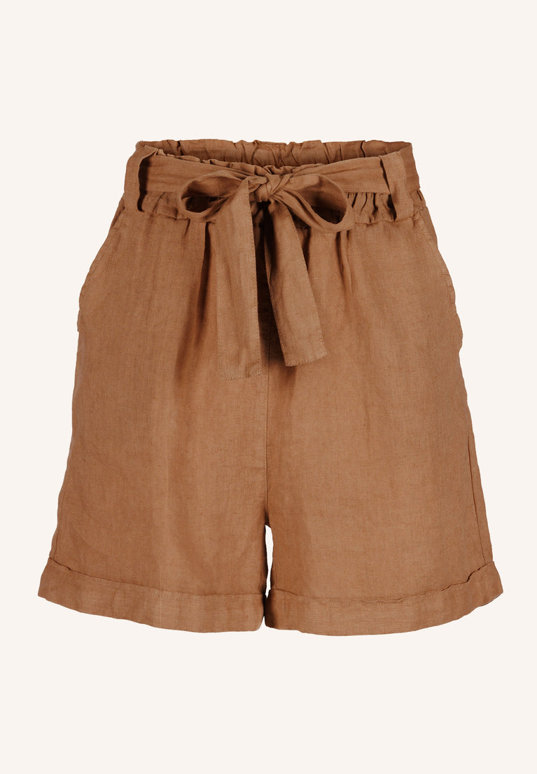 june linen shorts | caramello
