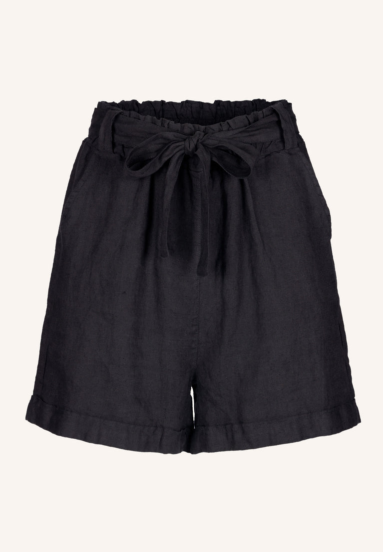 june linen shorts | jet black